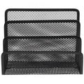 Metal Mesh Desktop Organizer File Folder Letters Magazine Holder for Home Office (Black)