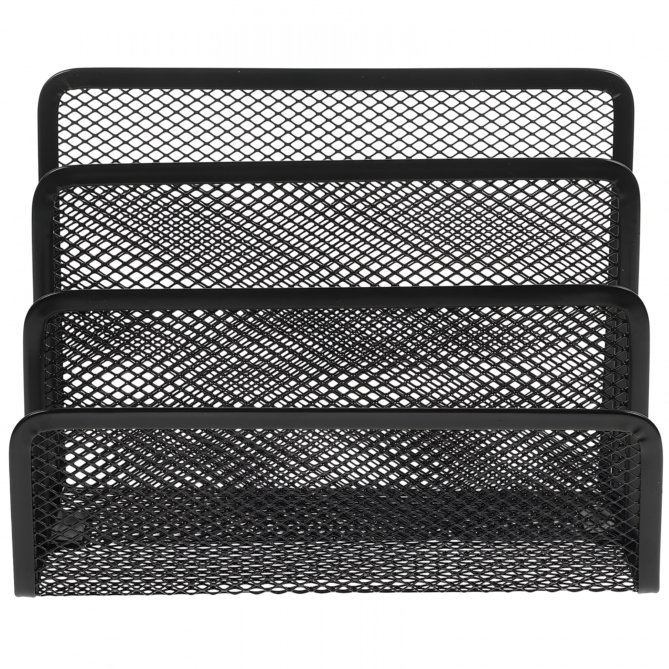 Metal Mesh Desktop Organizer File Folder Letters Magazine Holder for Home Office (Black)