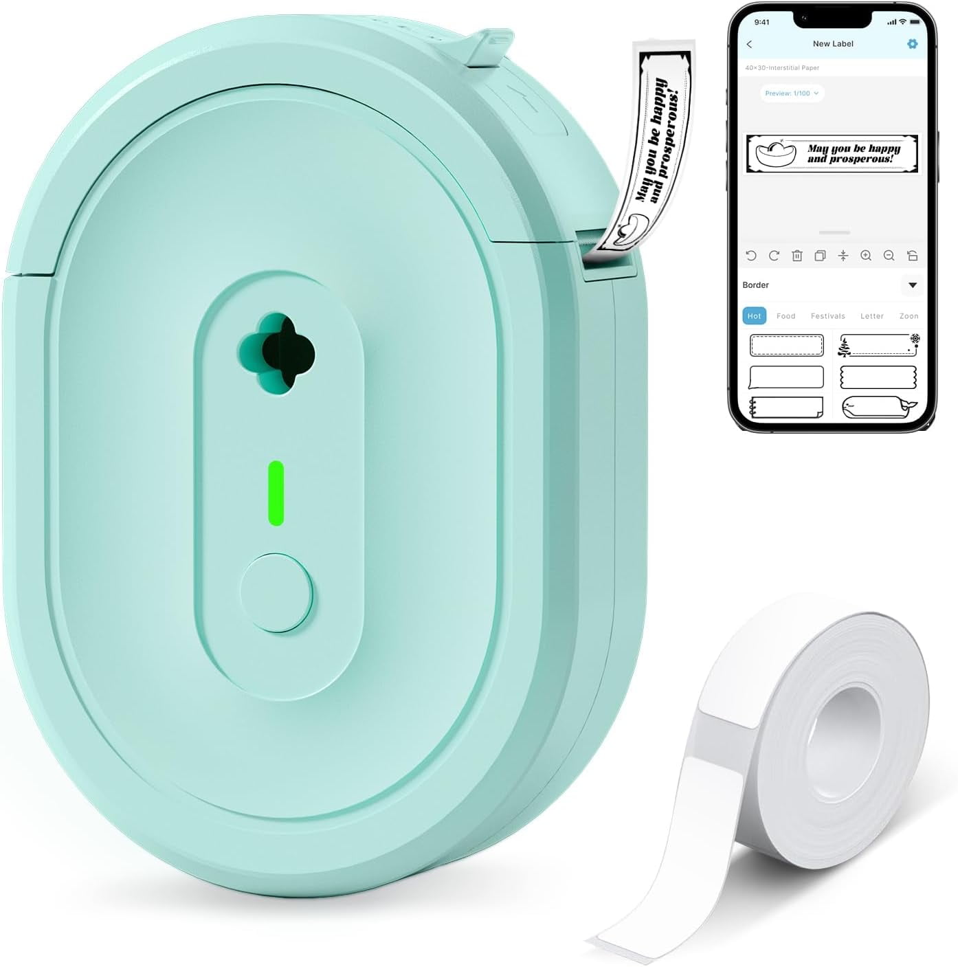 Label Maker Machine with Tape, N12 Portable Bluetooth Label Printer, Wireless Mini Label Makers Thermal Sticker with Multiple Templates for