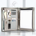 3-Ring Binder, Eco-Friendly Leather Portfolio, Zippered Business Organizer, Gray