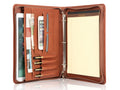 LeatherBelief Portfolio 3 Rings Binder,Zipper PU Leather Padfolio, Business Organizers with A4 Legal Pads, Gift for Him, Brown