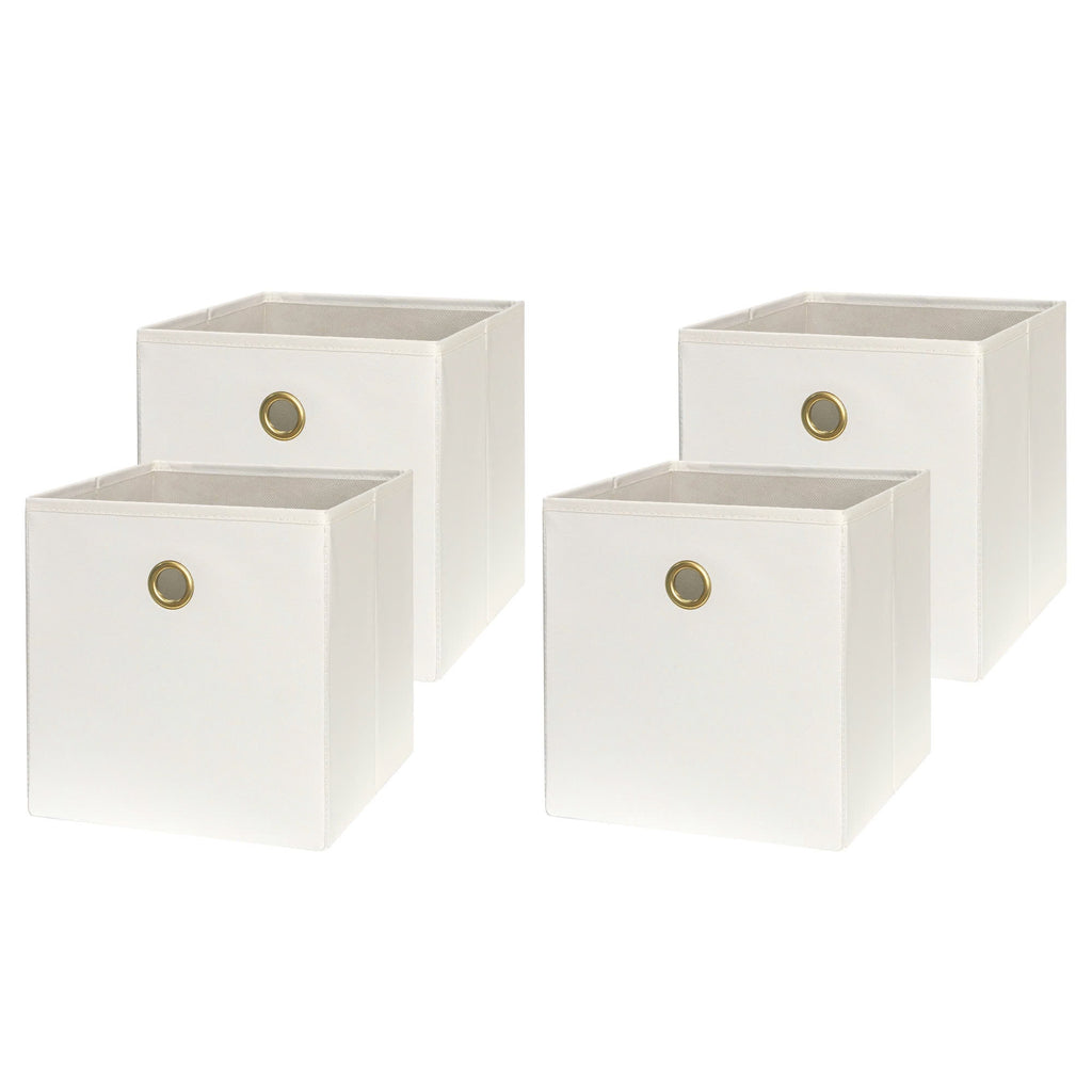 Collapsible Fabric Cube Storage Bins (10.5" x 10.5"), Vanilla Dream, 4 Pack
