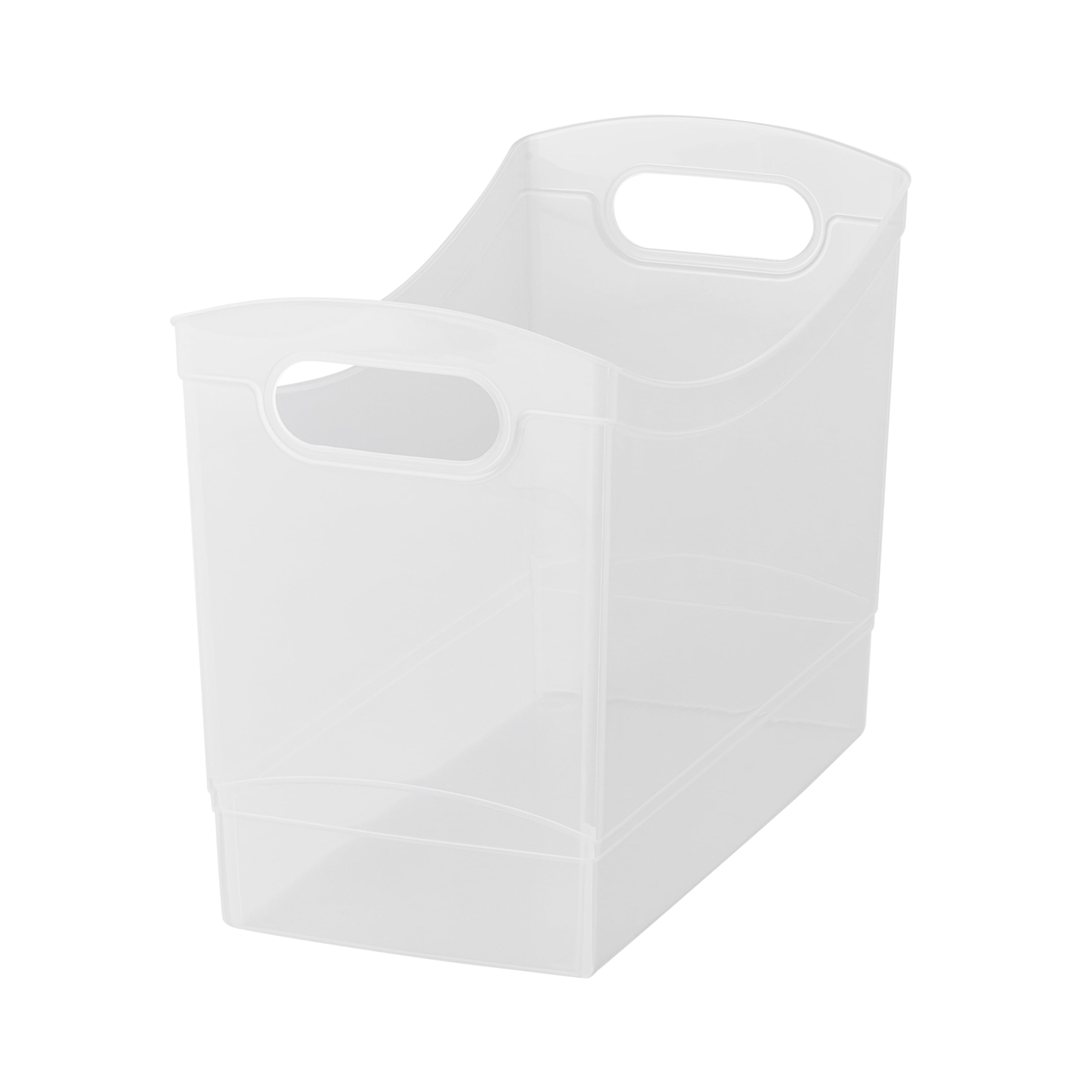 Mainstays 12 Qt Clear Plastic Storage Bin Organizer with Carrying Handles, Narrow Rectangular Utility Container for Pantry, Closet, Cabinet