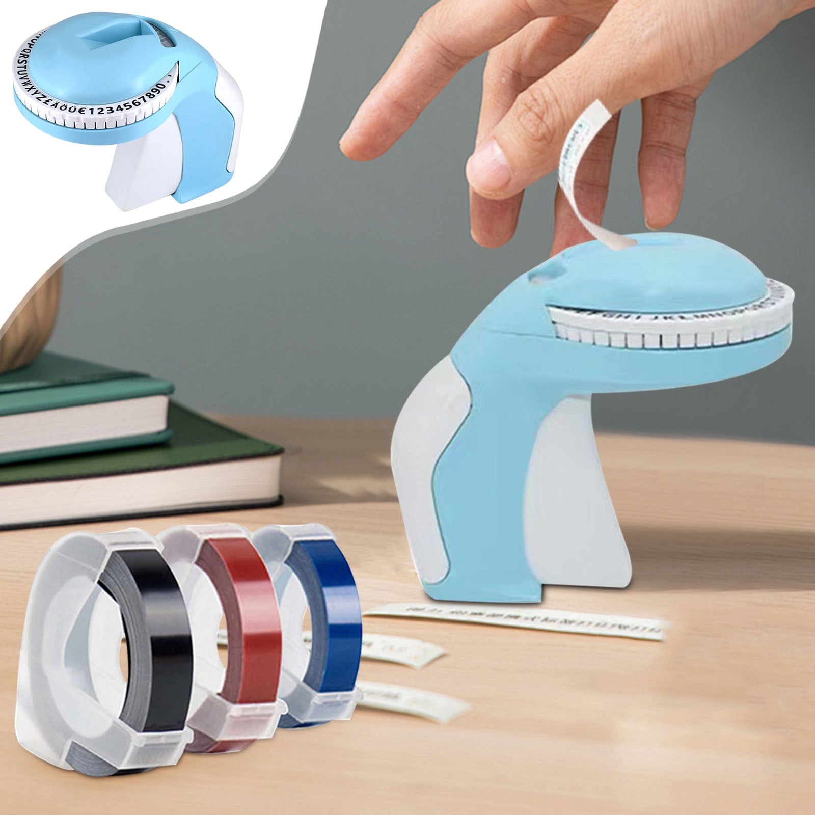 Manual Embossing Label Maker - Vintage Handheld Stamp Machine for Pantry Jars, Crafts, Office & School Organization with 3 Tapes, No Ink Nee