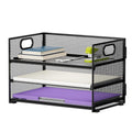 3 Paper Organizer Letter Tray, Mesh File Organizer with Handle, Paper Sorter Desk Organizer for Home Office Supplies