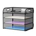 Marbrasse 4-Tier Desk Organizer Tray, ,Paper Organizer for Desk,Mesh Desktop File Organizers with Handle