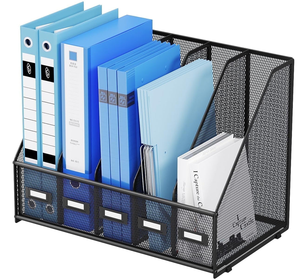 for Desk,Desk with 5 Vertical Compartments Mesh Magazine Holder for Office Home