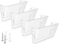 Clear Acrylic File Holder Wall Organizer 4 Pockets for Office and Home, 13x4x7 inches