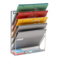 5-Tier Vertical File Storage, Desktop Organizer, Wall Mount, Office, Metal, Black