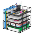 Mintazer Desk Organizer with File Holder, 5-Tier Paper Letter Tray Organizer Mesh Desktop File Organizer Magazine Holder for Home School Off