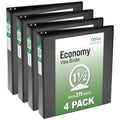 Economy View 3 Ring Binders, 1.5" Round Rings, 2.1" Spine, 275-Sheet Capacity, Black Binders (4-Pack of 03129)