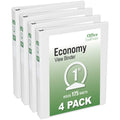 Economy View 3 Ring Binders, 1" Round Rings, 1.4" Spine, 175-Sheet Capacity, White Binders (4-Pack of 03126)