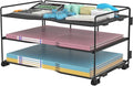 3 Tiers Paper Organizer , Mesh Desk File Organizer for Home Office, Black