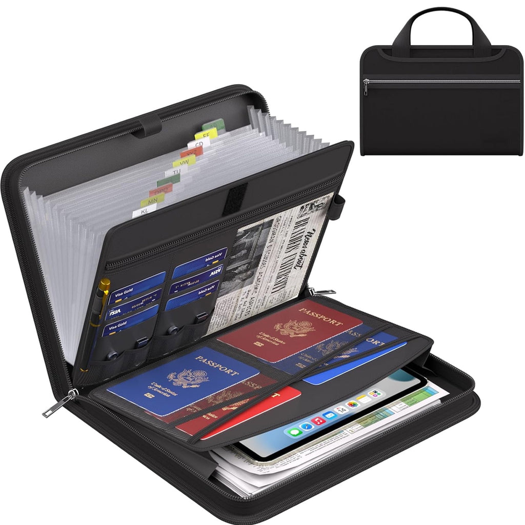 Accordion File Organizer, Fireproof Water Resistant Expanding File Folder with 13 Pockets Document Organizer with Han...