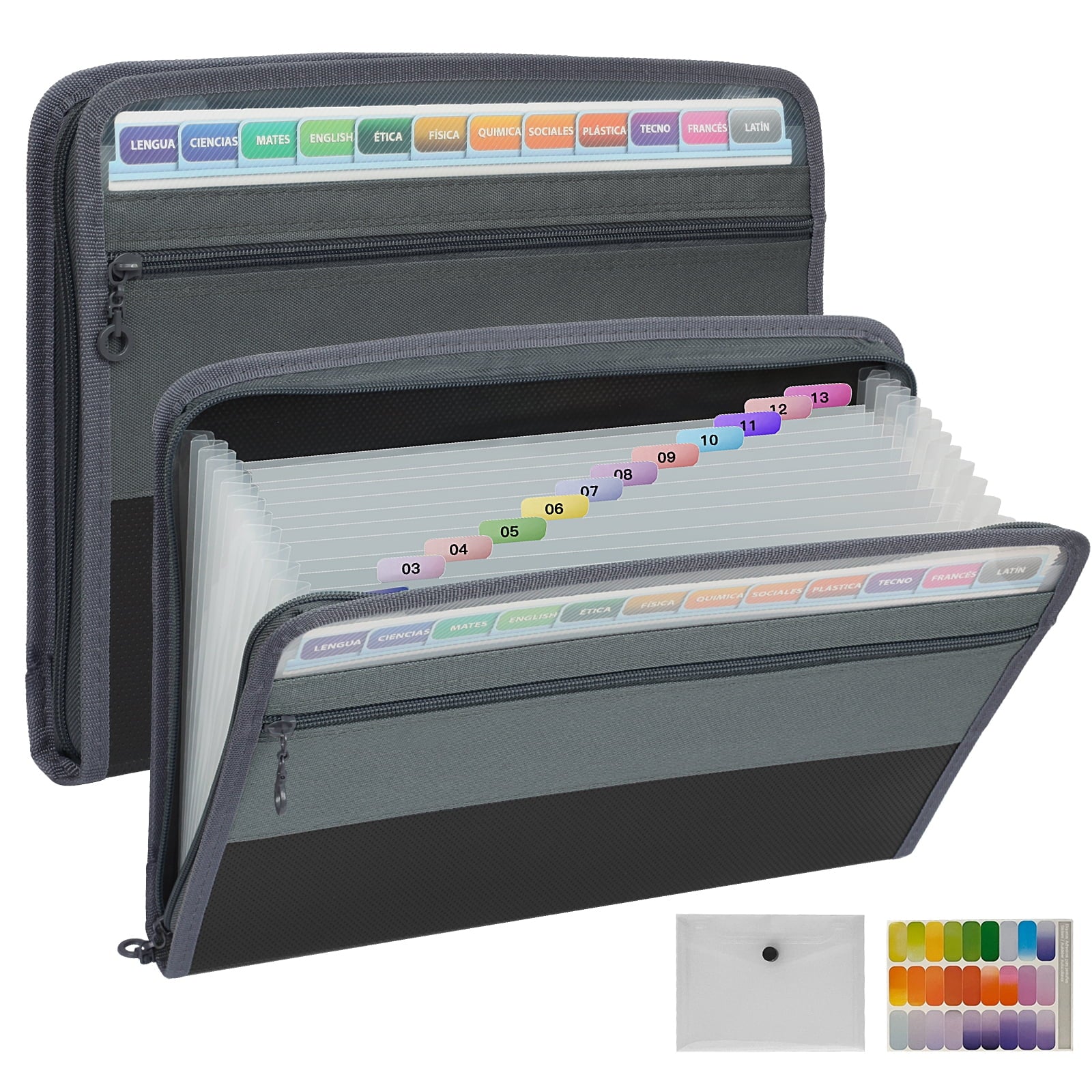 Organizer with Zipper 13-Pocket, A7 Transparent Document Bag, Waterproof Document Storage for Home, Office, School