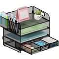 Desk Organizer, 4-Tier Paper Letter File Organizers with 2 Pen Holder, Mesh Desktop Organizer for Office Organization...