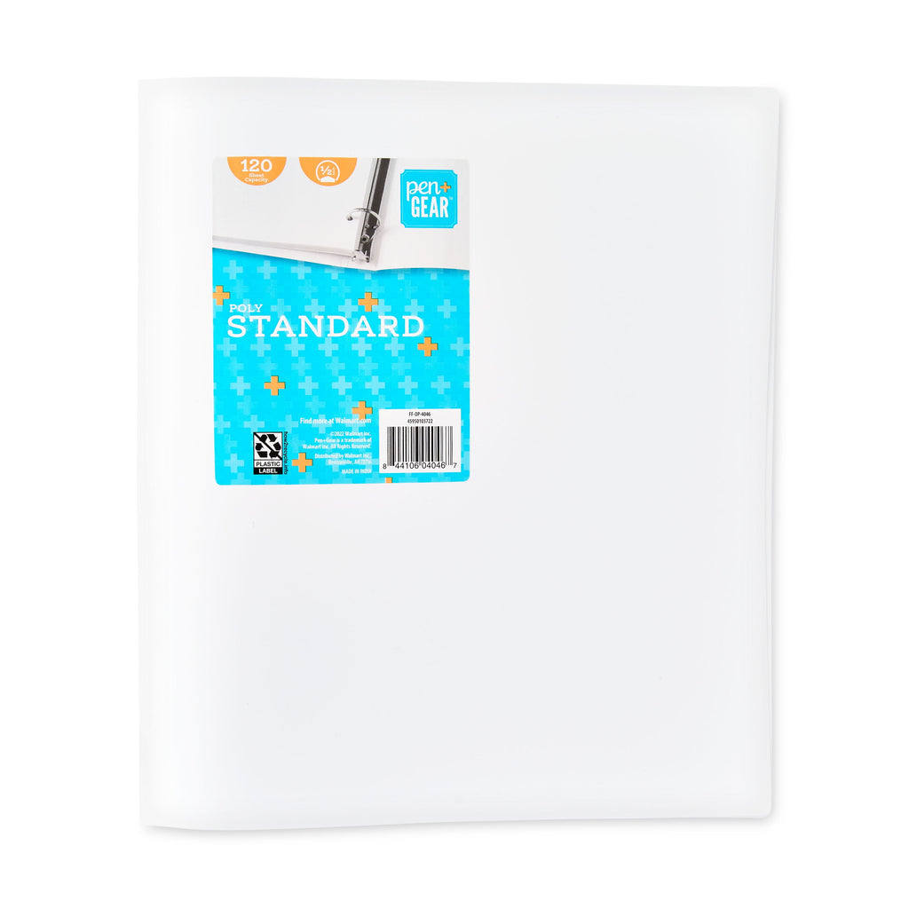 0.5" Durable Poly Binder, 3-Ring, White, 11" x 11.75"