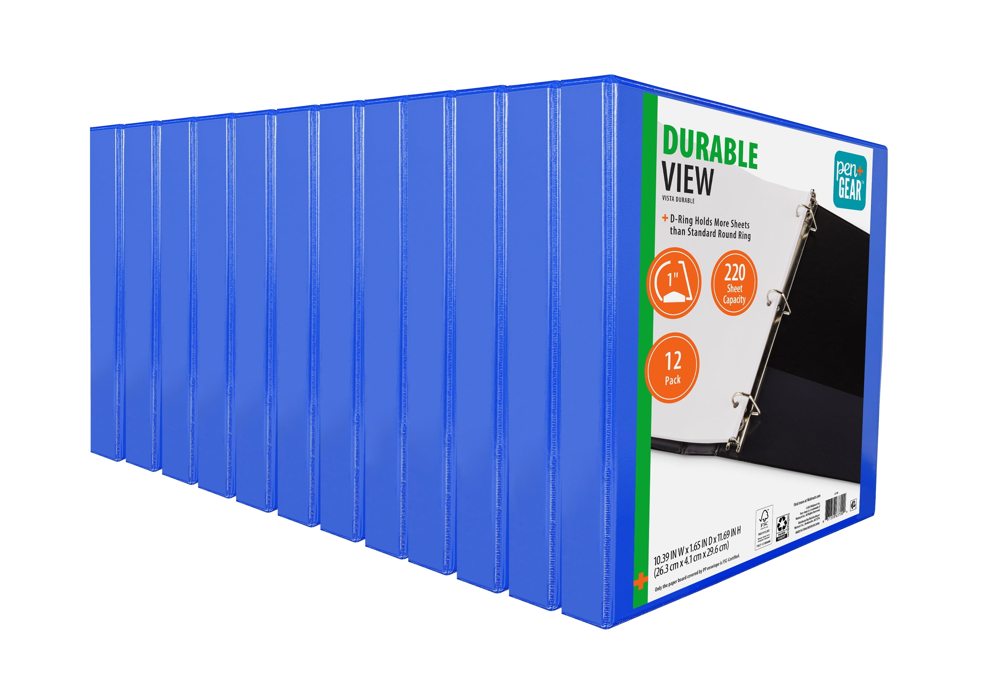 Pen + Gear 1-inch, Durable Binder, D-Ring, Blue, 12 Pack