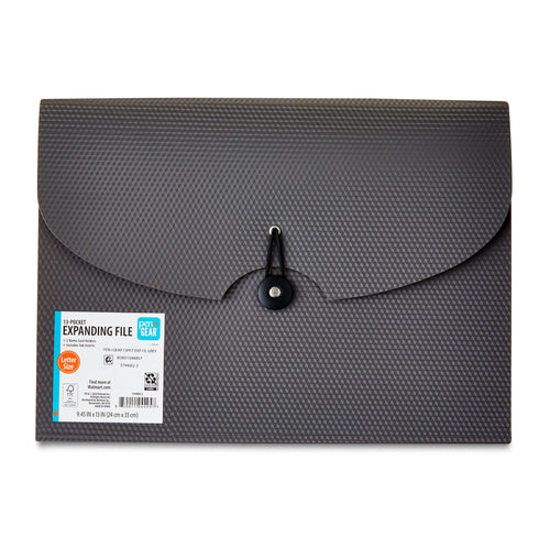 13-Pocket Expanding File Folder, Textured Gray