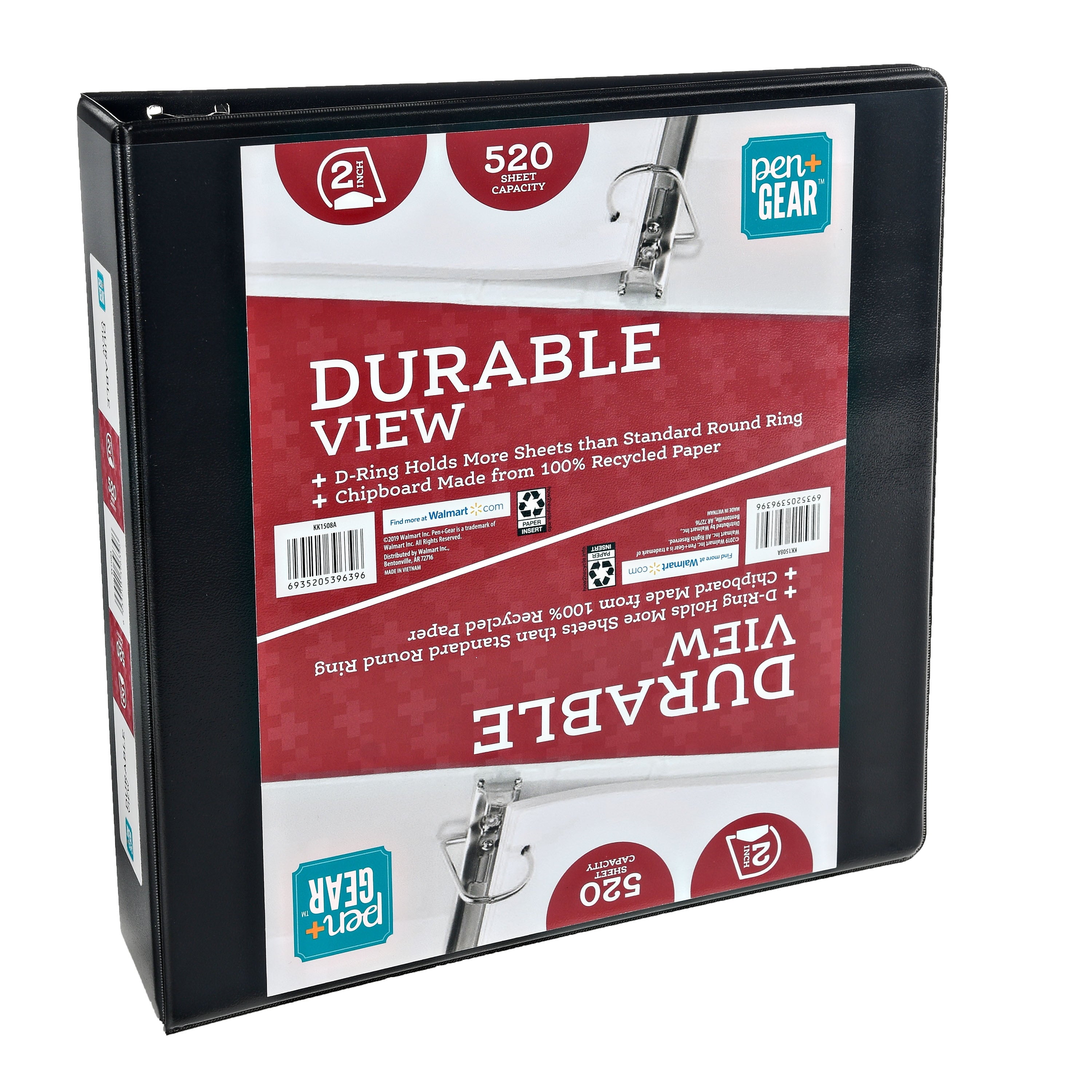 3-Ring Durable View Binder, 2" Black, Slant Ring