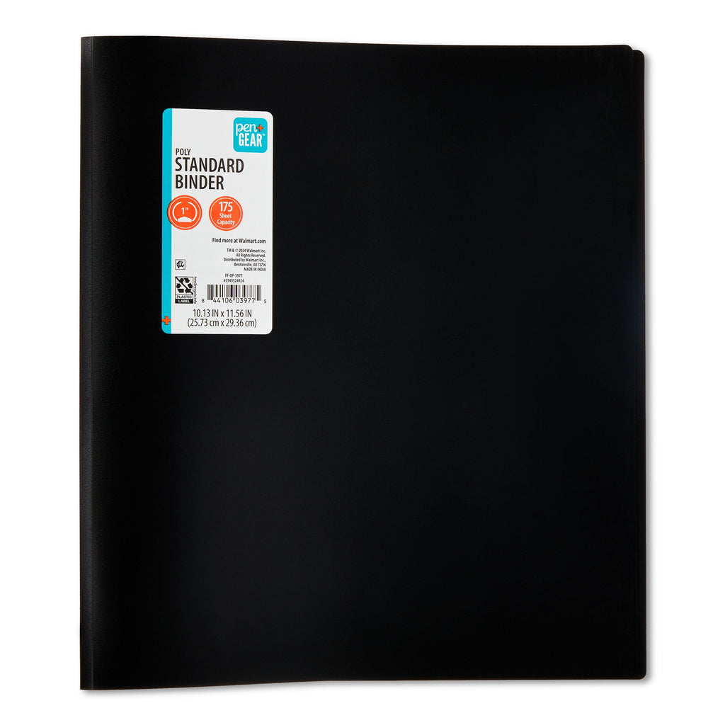 Poly Standard 1" Round-Ring Binder, Black