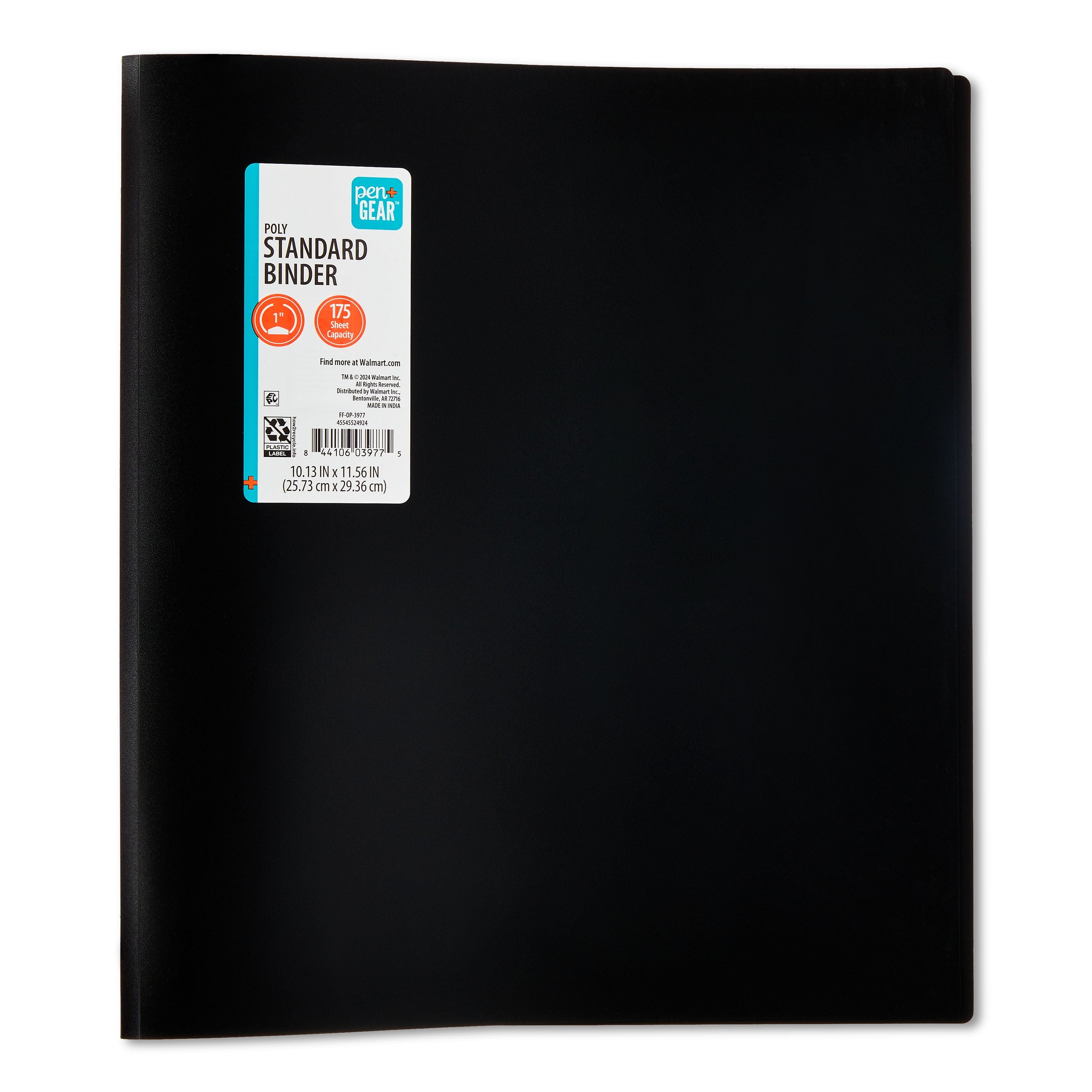 Poly Standard 1" Round-Ring Binder, Black