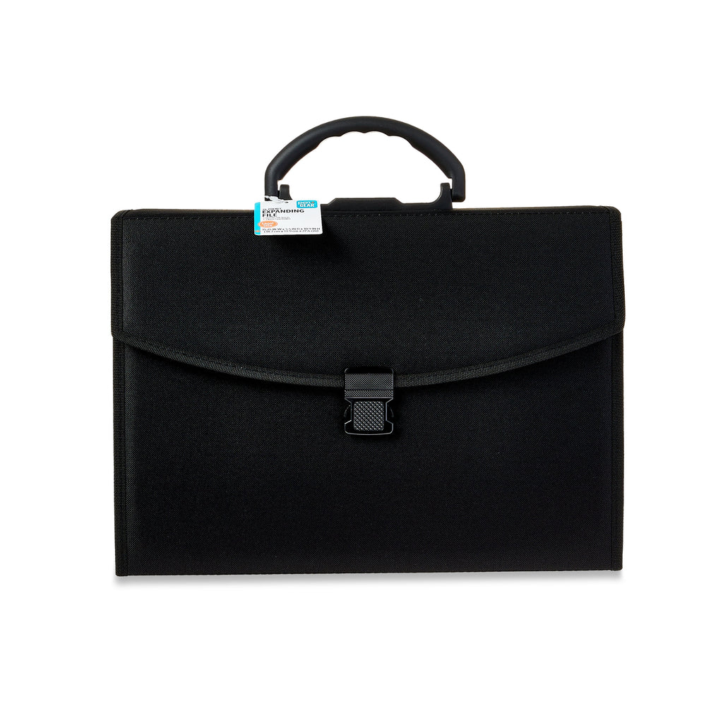 Pen+Gear Expanding File Organizer, Black Fabric, 26 Pockets and Top Handle