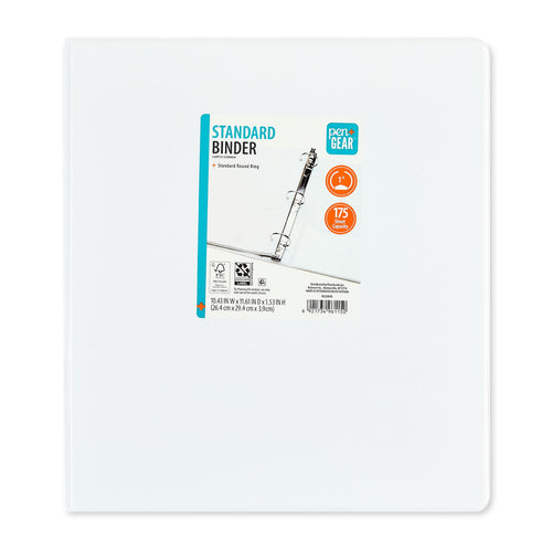 Pen+Gear 1" 3-Ring Standard Binder, White