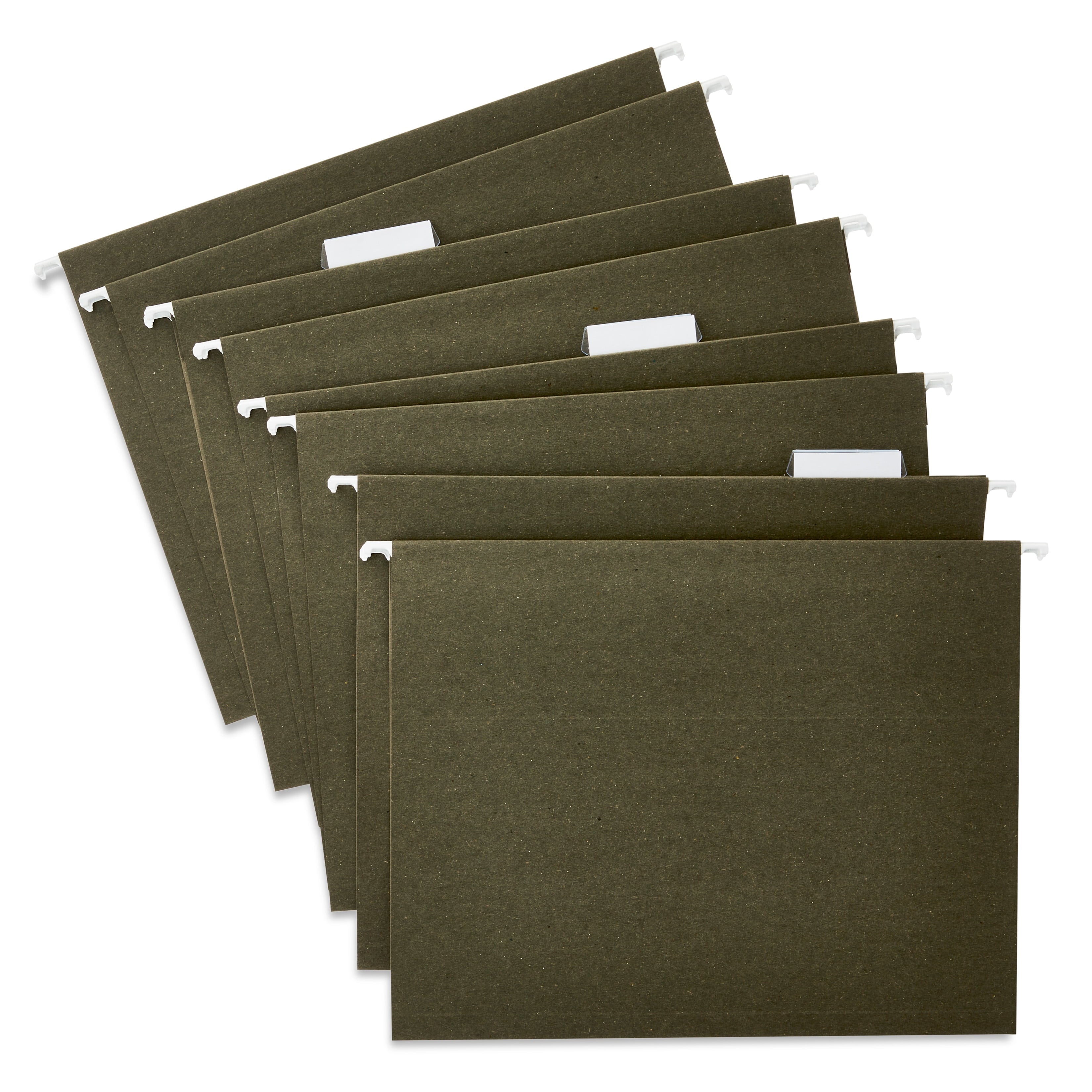 Folders, Letter Size, 1/5 Cut Tabs and Inserts, Box of 25, Standard Green