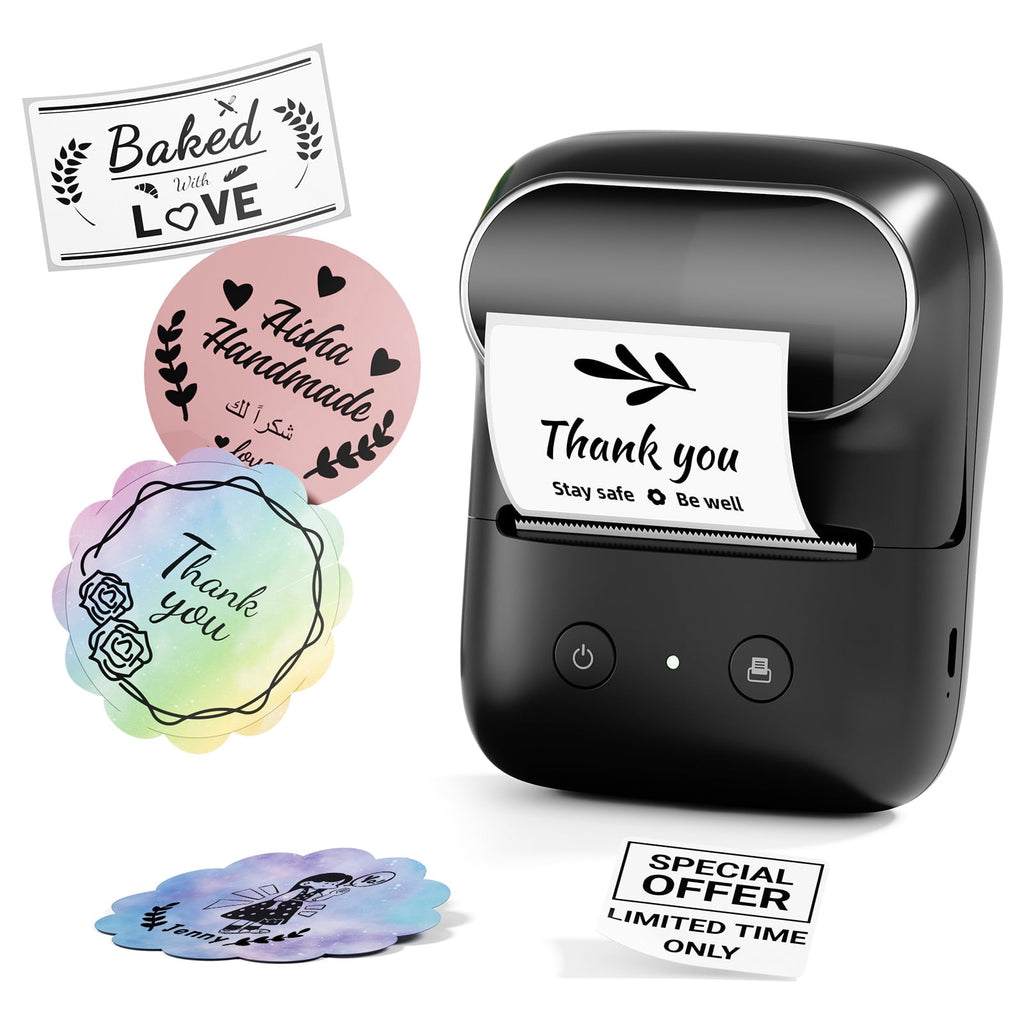 Phomemo M108 Label Maker with 100 Labels,Thermal Bluetooth Label Printer,2 inch Barcode Printer with App Control, for Small Business, Clothi