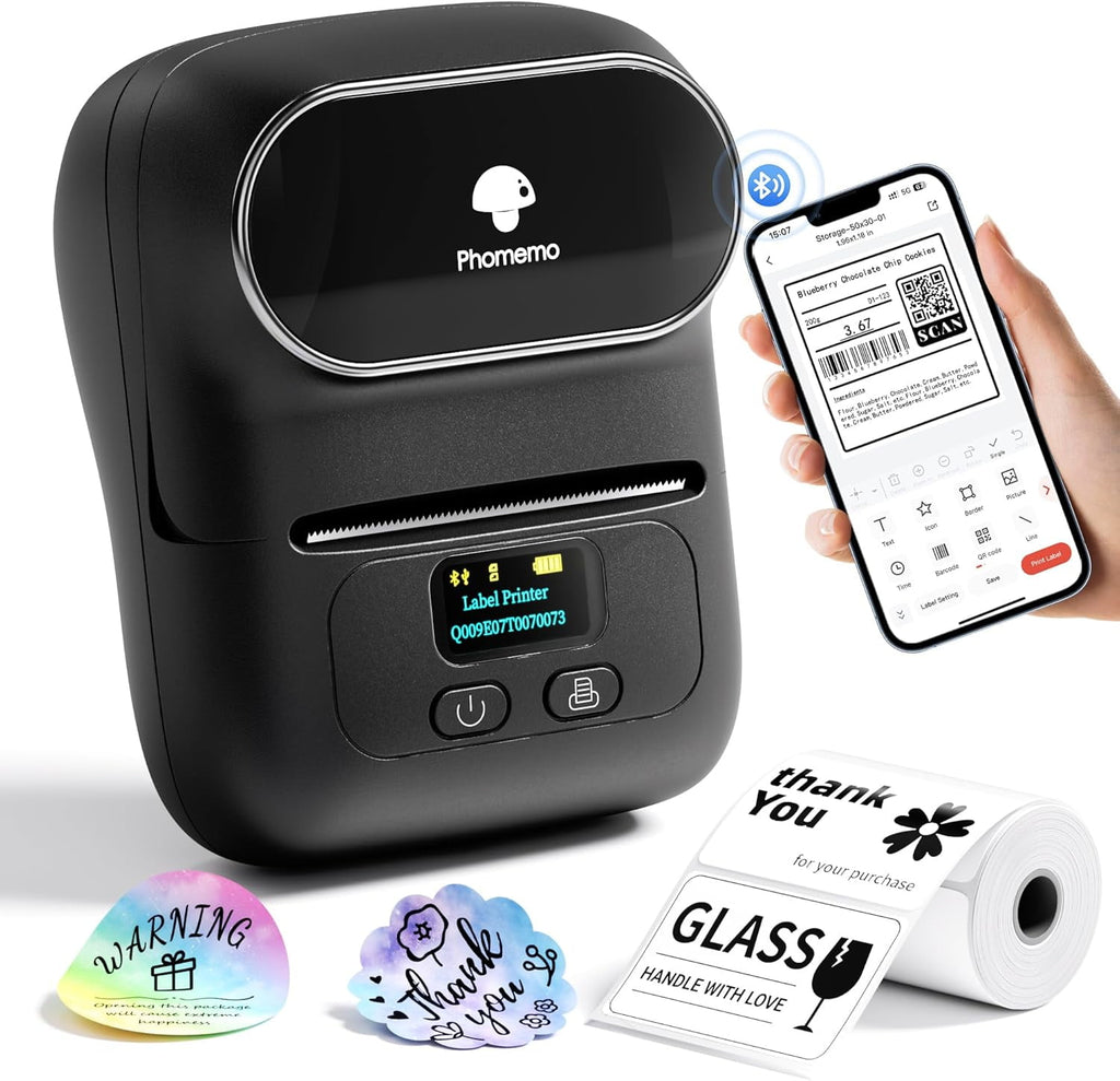 Black Thermal Label Maker For Barcode Logo