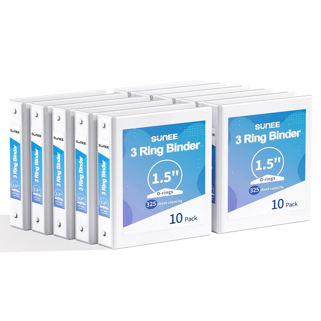3 Ring Binders 1.5 Inch 10 Pack, Clear View Binders Three Ring PVC-Free (Fit 8.5x11 Inches) for School or Office Supp...