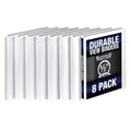 Durable .5" Round Ring Binder, White, Customizable, 8 Pack