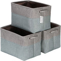 3-Pack Large Storage Basket Set, Trunk Organizer, Clothes Toys Bin, 15 x 10 x 10 Inches, Big Rectangular Canvas Fabri...