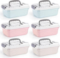 Set of 6 Small Plastic Storage Bins With Lid and Handle, 2.1 Quart Plastic Latch Storage Box Stackable Storage Container, Small Plastic Stor