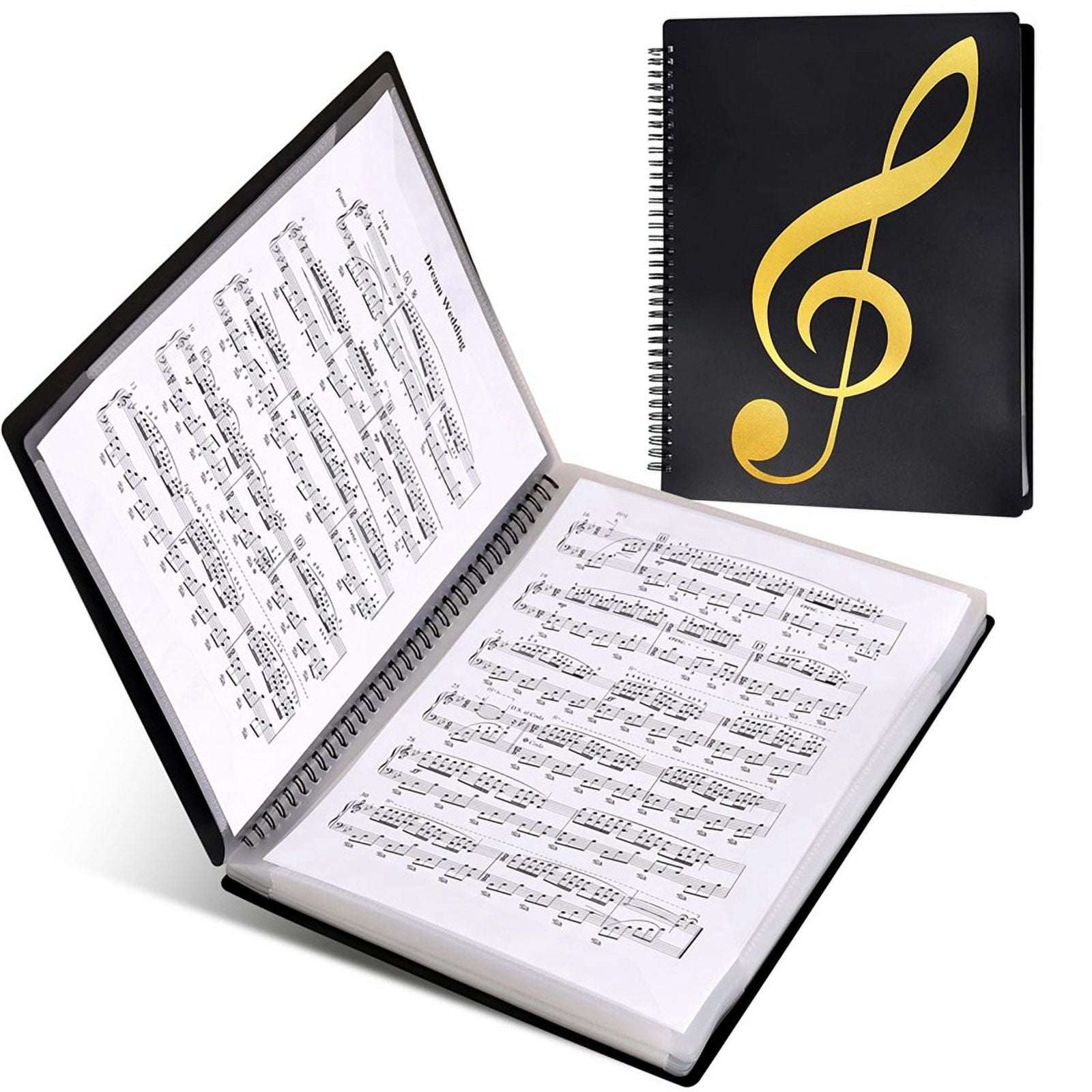 60 Pages, Binder/Holder,Fits Letter Size A4, Writable & Detachable Choir (Black)