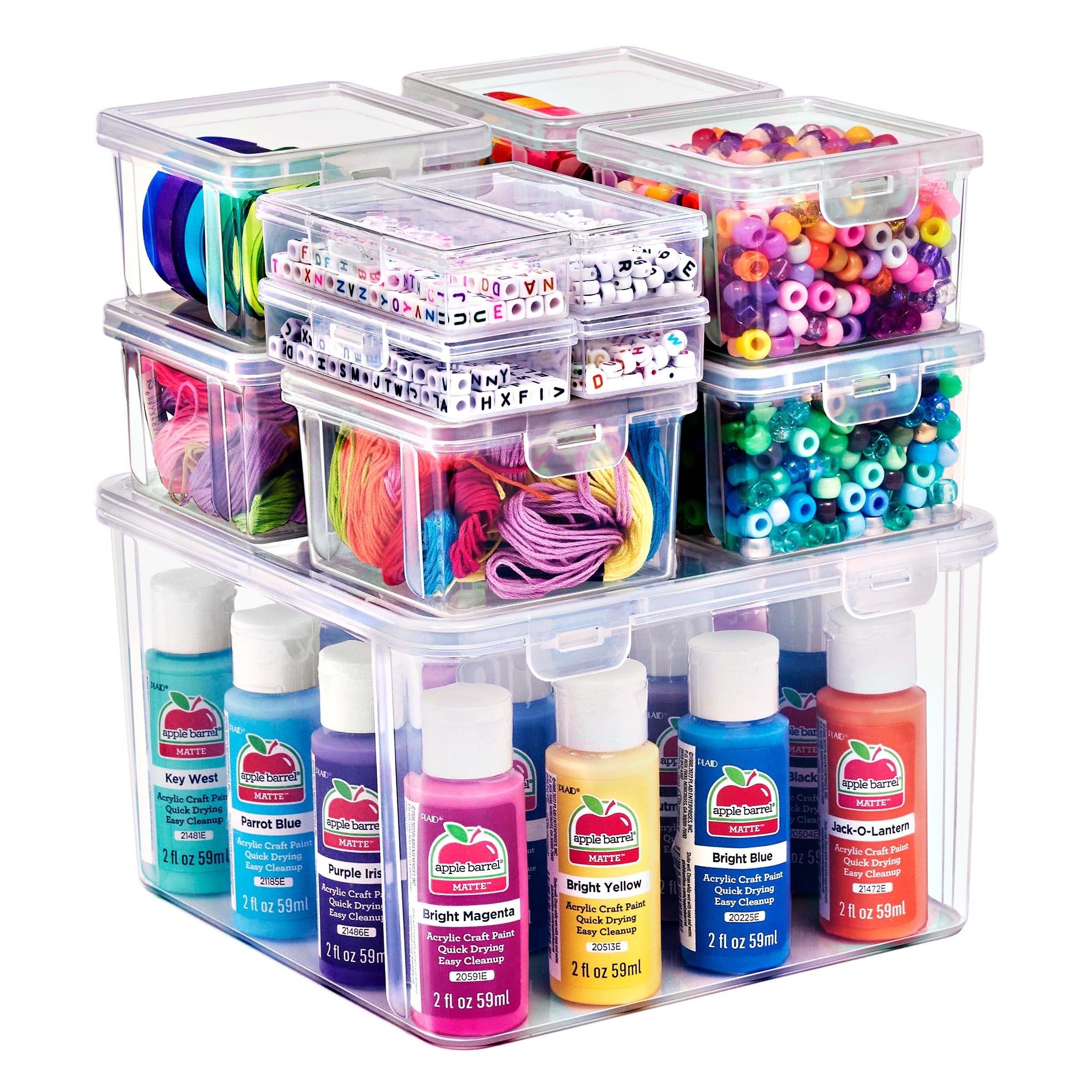 12-Piece Sewing and Craft Material Storage Container Set with Lids - Storage for Sewing Materials, Small Beads, Acces...