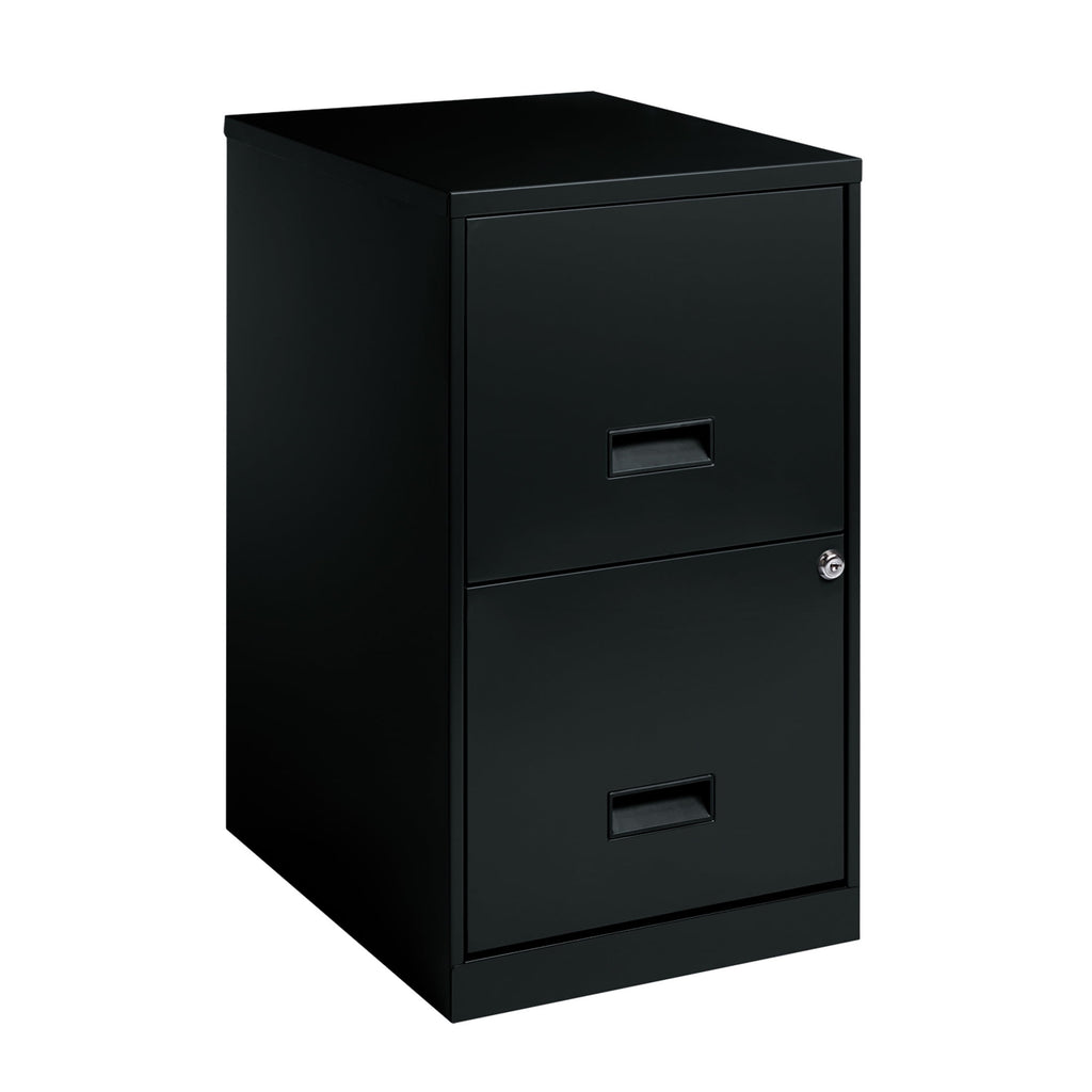 18" Deep 2 Drawer Letter Width Vertical File Cabinet, Black