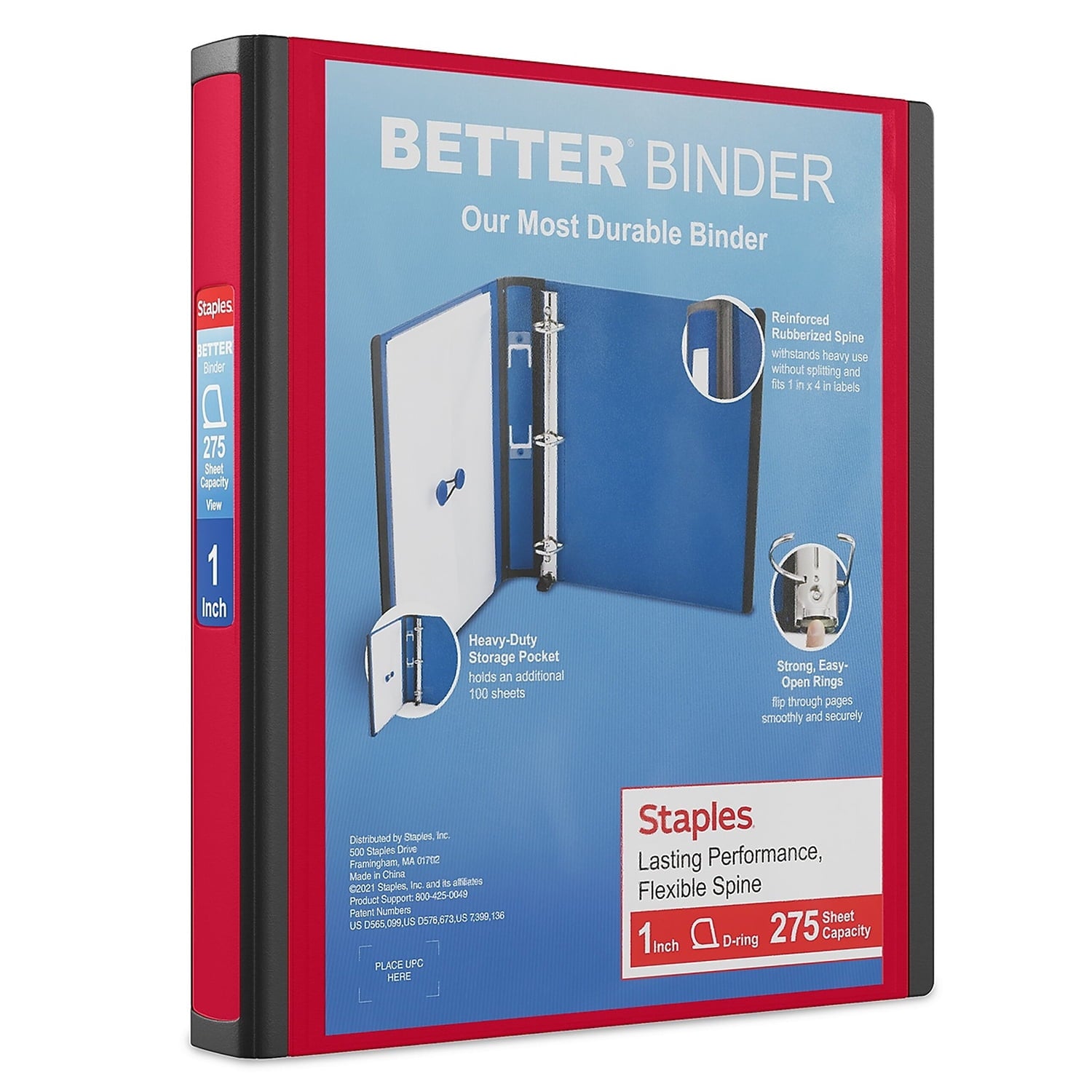 Better 1-Inch D 3-Ring View Binder Red (18370) 807722