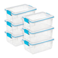 12 Qt Plastic Storage Bin Container Gasket Sealed Box, (6 Pack)