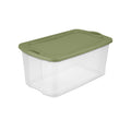 EZ Carry 120 Quart Extra-Large Storage Bin, Clear Plastic Storage Container with Full-Grip Handles, Green