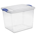 27 Quart Medium Latching Storage Bin, Clear Plastic Stoarge Conatiner with Latch Lid, Blue