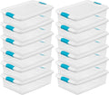 Sterilite 32 Quart Multipurpose Plastic Stackable Storage Box Container with Latching Lid for Home or Office Organization, Clear 12 Pack