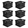 Sterilite File Crate, Versatile Plastic Storage Bin with Through Handles, Fits Letter & Legal-sized Hanging Files, Stackable, Black, 6 Pack