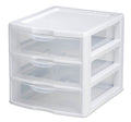 3 Clear Storage Bin, Desktop Storage Container, White