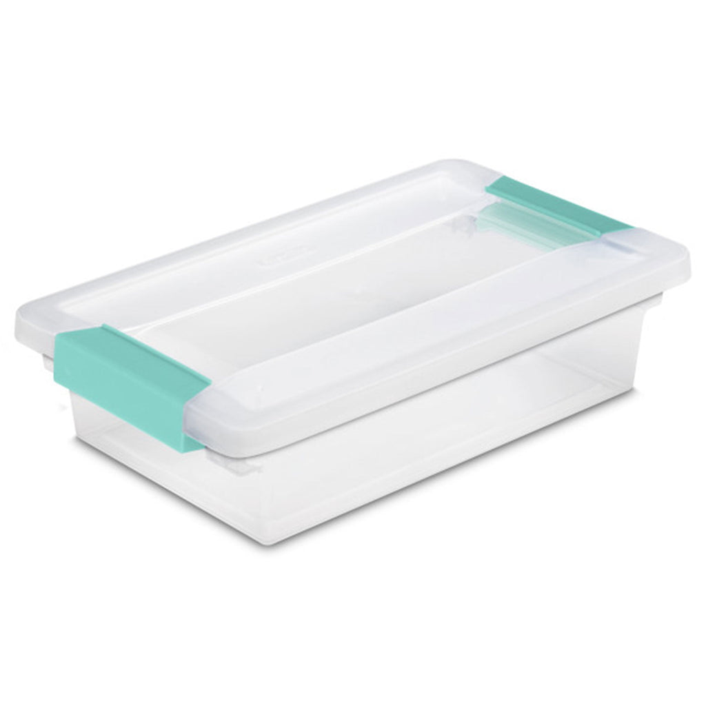 Small Clip Box Clear Storage Bins Tote Container w/ Latching Lid, 6 Ct