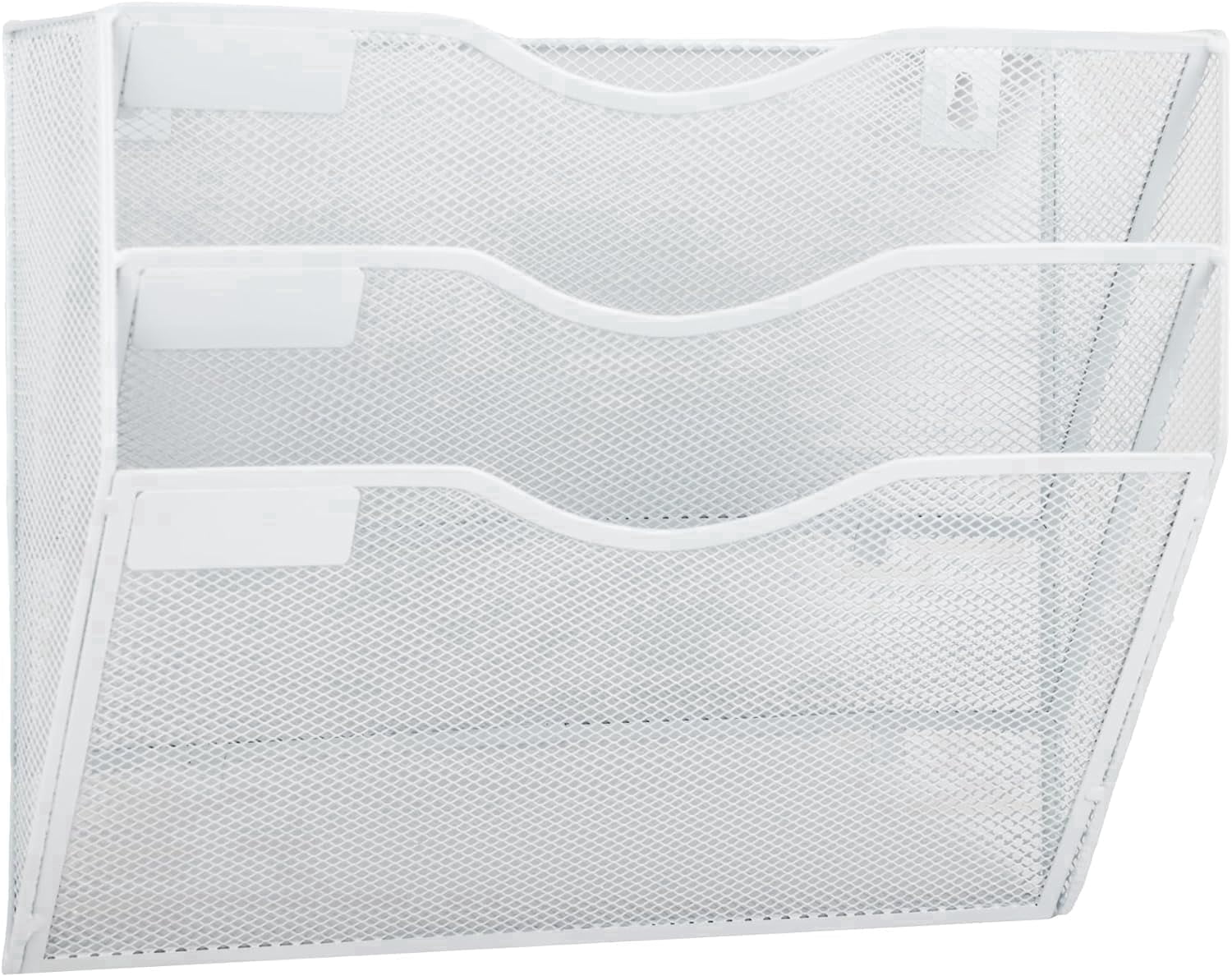 3 Pocket Mesh Hanging Wall File Organizer, Clipboard Storage Organization Magazine Rack with Nametag Label Wall Mount...