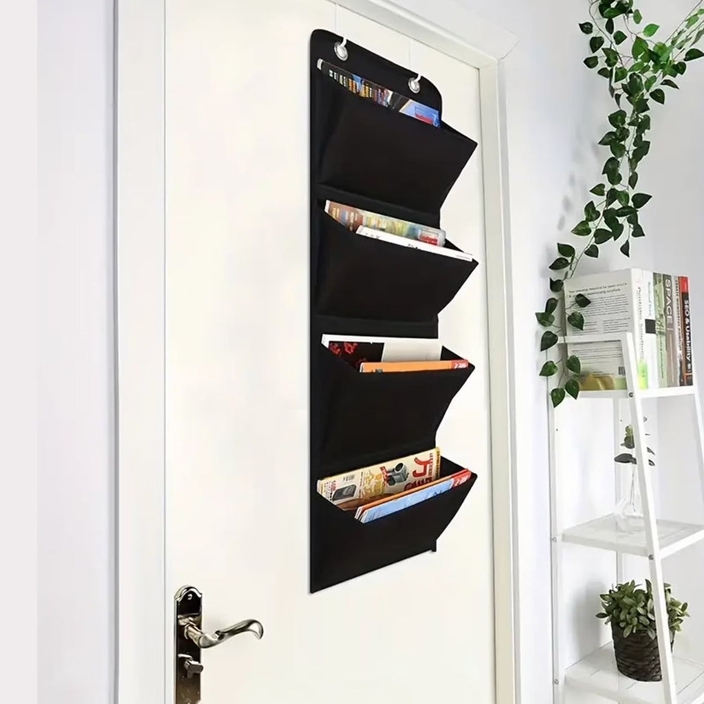 Tattom Oxford Cloth Hanging Wall File Organizer, Waterproof Office Folder Storage Pocket for Magazine, Book, Documents - Over Door Mount wit