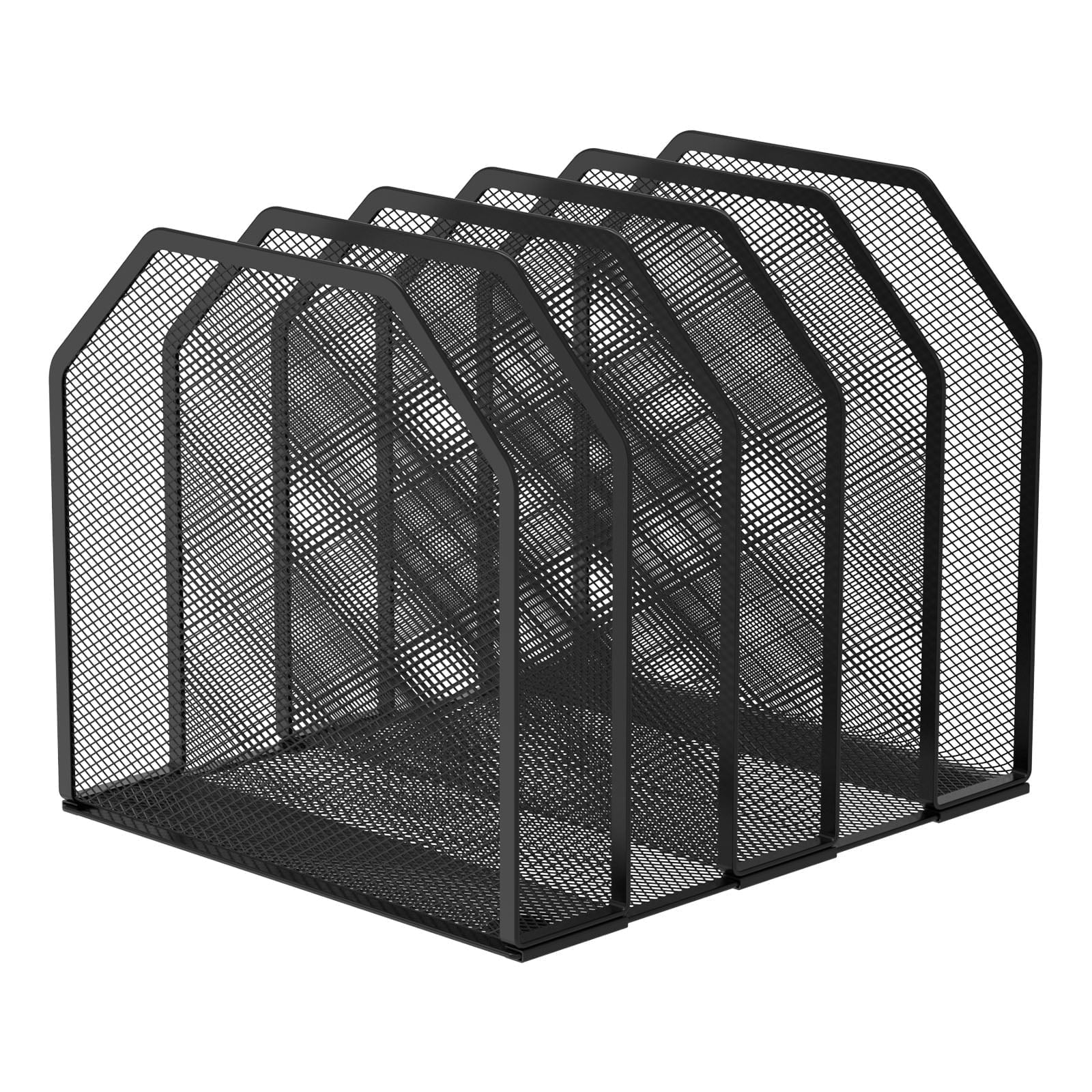 5/7 Metal Vertical Desktop Organizer Sturdy Desk File Organizer Adjustable Mesh File Folder Stand Sorter for Home