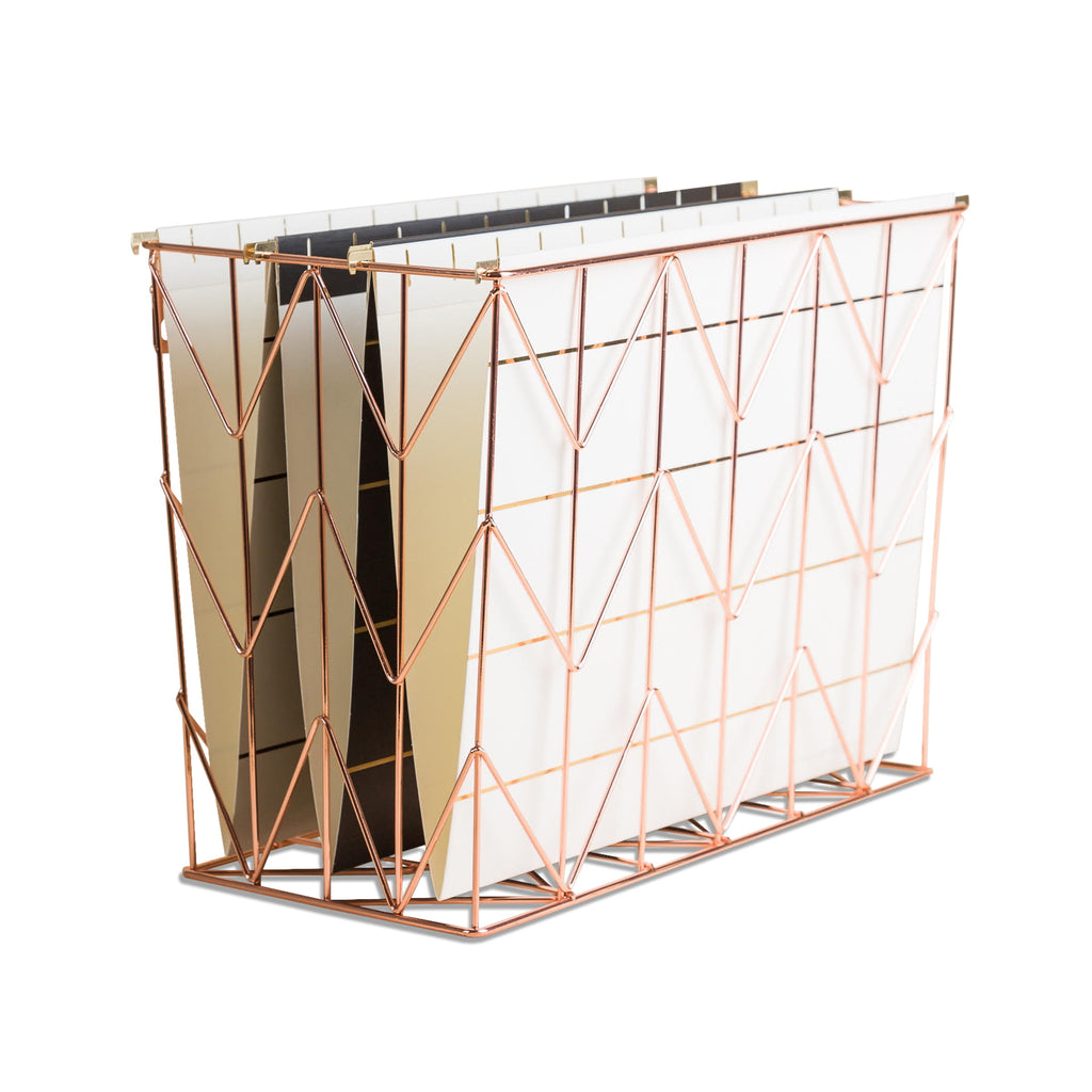 Wire Hanging File Folder Desk Organizer, Copper, 854U